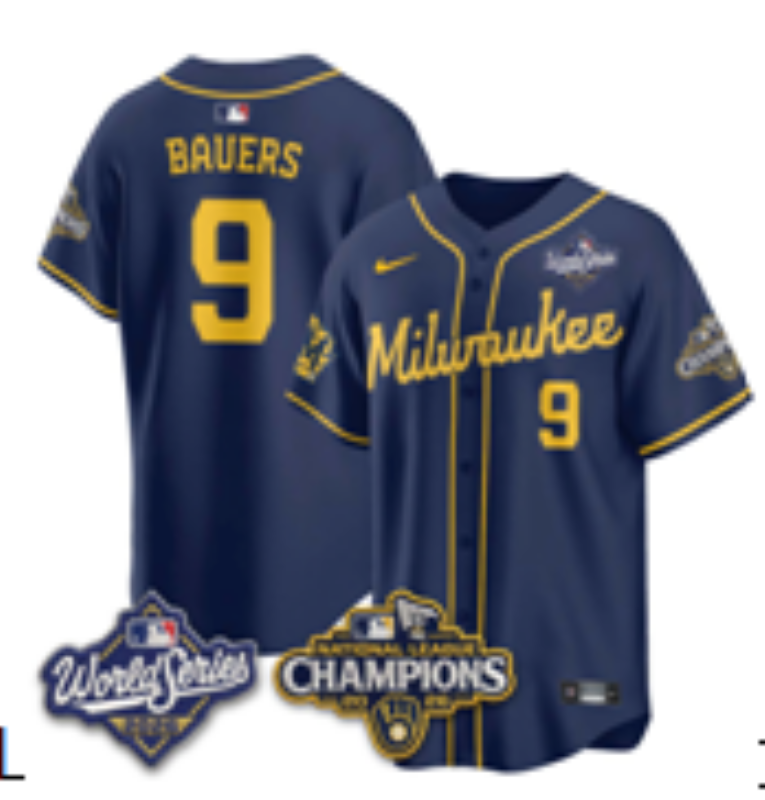 Women Milwaukee Brewers #9 Bauers Blue Nike 2026 World Series jersey 102101